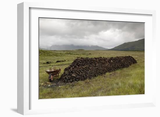 Cut Peat Stacked up for Winter, Connemara, County Galway, Connacht, Republic of Ireland-Gary Cook-Framed Photographic Print