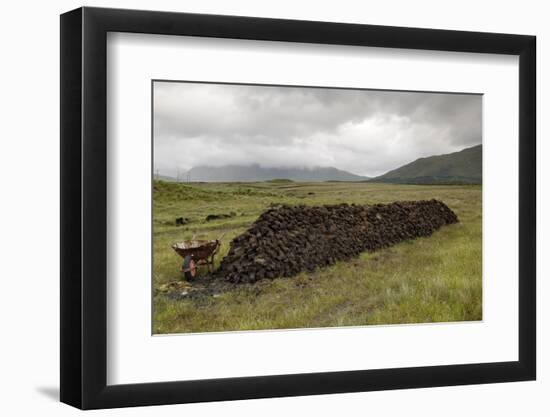 Cut Peat Stacked up for Winter, Connemara, County Galway, Connacht, Republic of Ireland-Gary Cook-Framed Photographic Print