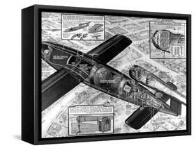 Cutaway Diagram of the V-1 'Flying Bomb'; Second World War-null-Framed Stretched Canvas