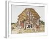 Cutaway Drawing Representing Reconstruction of Dwelling Hut-null-Framed Giclee Print