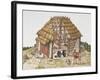 Cutaway Drawing Representing Reconstruction of Dwelling Hut-null-Framed Giclee Print