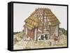 Cutaway Drawing Representing Reconstruction of Dwelling Hut-null-Framed Stretched Canvas