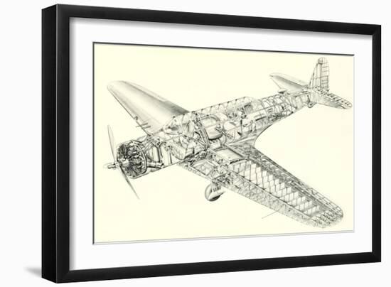 Cutaway Illustration of Aircraft-null-Framed Art Print