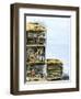 Cutaway View of a Water-Powered Mill for Grinding Grain Into Flour-null-Framed Giclee Print