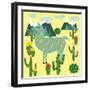 Cute Alpaca and Cactus-Michiru1313-Framed Art Print