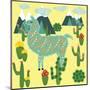 Cute Alpaca and Cactus-Michiru1313-Mounted Art Print