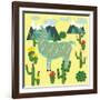 Cute Alpaca and Cactus-Michiru1313-Framed Art Print
