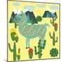 Cute Alpaca and Cactus-Michiru1313-Mounted Art Print