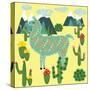 Cute Alpaca and Cactus-Michiru1313-Stretched Canvas