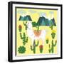 Cute Alpaca and Cactus-Michiru1313-Framed Art Print