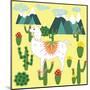 Cute Alpaca and Cactus-Michiru1313-Mounted Art Print