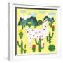 Cute Alpaca and Cactus-Michiru1313-Framed Art Print