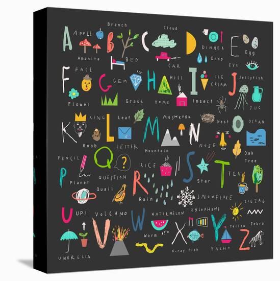 Cute Alphabet - Letters and Words-Lera Efremova-Stretched Canvas