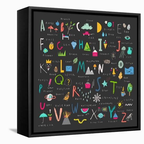 Cute Alphabet - Letters and Words-Lera Efremova-Framed Stretched Canvas