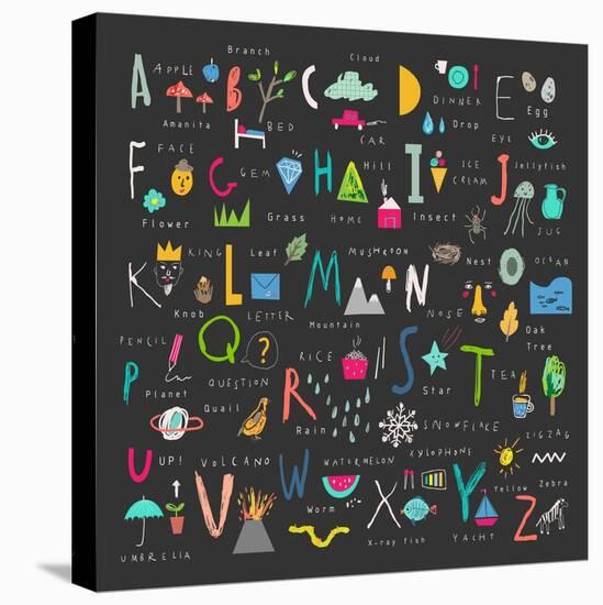 Cute Alphabet - Letters and Words-Lera Efremova-Stretched Canvas