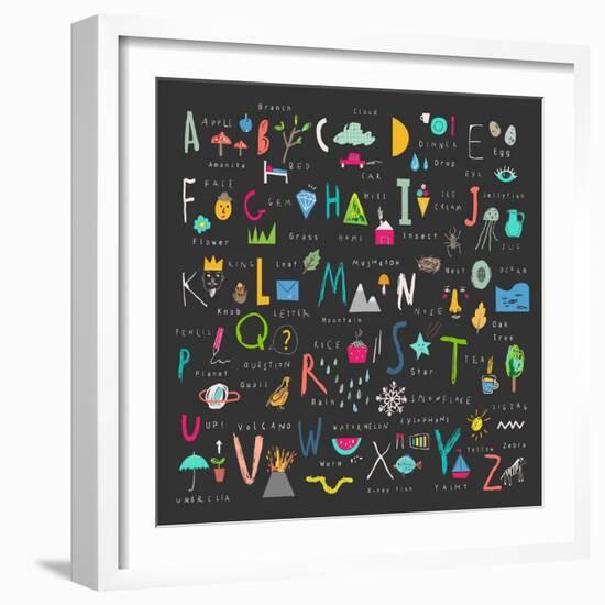 Cute Alphabet - Letters and Words-Lera Efremova-Framed Art Print