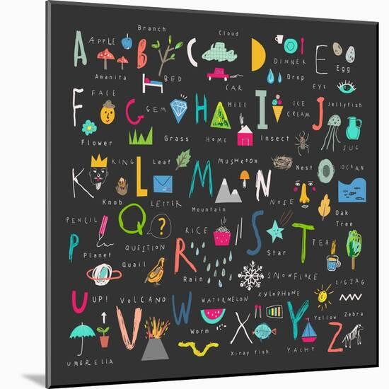 Cute Alphabet - Letters and Words-Lera Efremova-Mounted Art Print