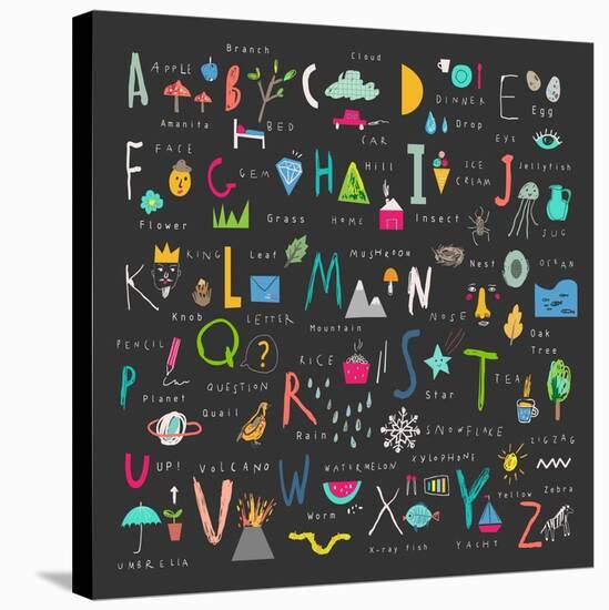 Cute Alphabet - Letters and Words-Lera Efremova-Stretched Canvas