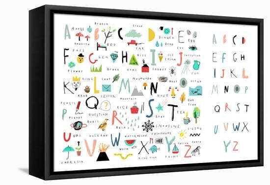 Cute Alphabet - Letters and Words-Lera Efremova-Framed Stretched Canvas