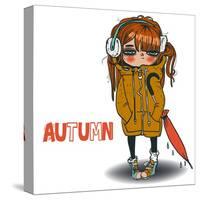 Cute Autumn Girl-Elena Barenbaum-Stretched Canvas