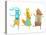 Cute Baby Animals Rabbit Fox Bear Dancing or Playing Kids Characters Wearing Clothes. Childish Cart-Popmarleo-Stretched Canvas