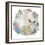 Cute Baby Deer and Flowers Frame.-cherry blossom girl-Framed Premium Giclee Print