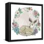 Cute Baby Deer and Flowers Frame.-cherry blossom girl-Framed Stretched Canvas