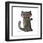 Cute Black Cat Cartoon-lineartestpilot-Framed Art Print