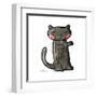 Cute Black Cat Cartoon-lineartestpilot-Framed Art Print