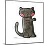 Cute Black Cat Cartoon-lineartestpilot-Mounted Art Print