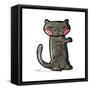 Cute Black Cat Cartoon-lineartestpilot-Framed Stretched Canvas