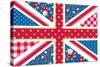 Cute British Flag In Shabby Chic Floral Style-Alisa Foytik-Stretched Canvas