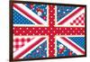 Cute British Flag In Shabby Chic Floral Style-Alisa Foytik-Framed Art Print