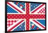 Cute British Flag In Shabby Chic Floral Style-Alisa Foytik-Framed Art Print