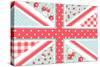 Cute British Flag in Shabby Chic Floral Style-Alisa Foytik-Stretched Canvas