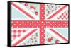 Cute British Flag in Shabby Chic Floral Style-Alisa Foytik-Framed Stretched Canvas