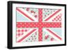 Cute British Flag in Shabby Chic Floral Style-Alisa Foytik-Framed Art Print