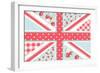 Cute British Flag in Shabby Chic Floral Style-Alisa Foytik-Framed Art Print