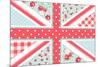 Cute British Flag in Shabby Chic Floral Style-Alisa Foytik-Mounted Art Print