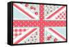 Cute British Flag in Shabby Chic Floral Style-Alisa Foytik-Framed Stretched Canvas