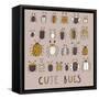 Cute Bugs Set in Retro Style-smilewithjul-Framed Stretched Canvas