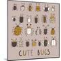 Cute Bugs Set in Retro Style-smilewithjul-Mounted Art Print