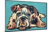 Cute Bulldog-null-Mounted Art Print