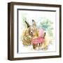 Cute Bunny in Winter Forest. Cute Rabbit Watercolor Drawing. Bunny Illustration for Christmas Greet-Faenkova Elena-Framed Art Print