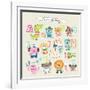 Cute Cartoon Animals Alphabet from A to M-littleWhale-Framed Art Print