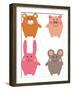 Cute Cartoon Animals-kgtoh-Framed Art Print