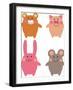 Cute Cartoon Animals-kgtoh-Framed Art Print