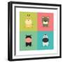 Cute Cartoon Animals-Nestor David Ramos Diaz-Framed Premium Giclee Print