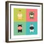 Cute Cartoon Animals-Nestor David Ramos Diaz-Framed Premium Giclee Print