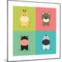 Cute Cartoon Animals-Nestor David Ramos Diaz-Mounted Premium Giclee Print